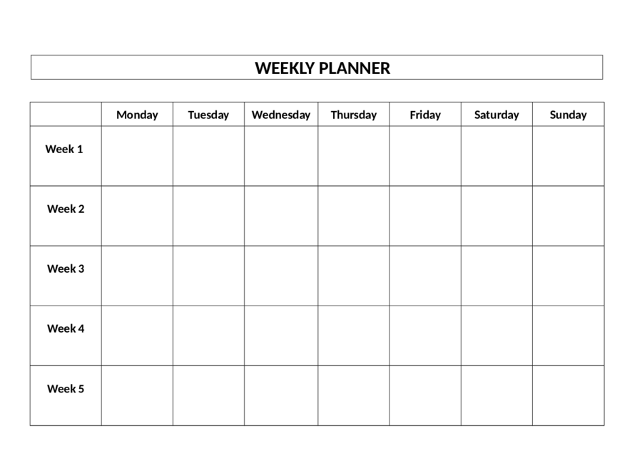 24 Hour Weekly Planner Template