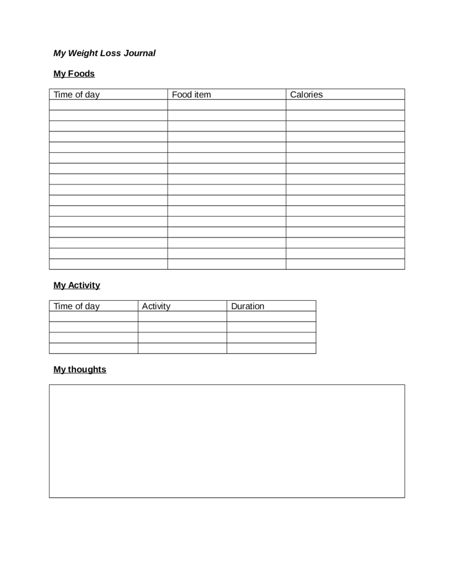 My Weight Loss Chart Printable