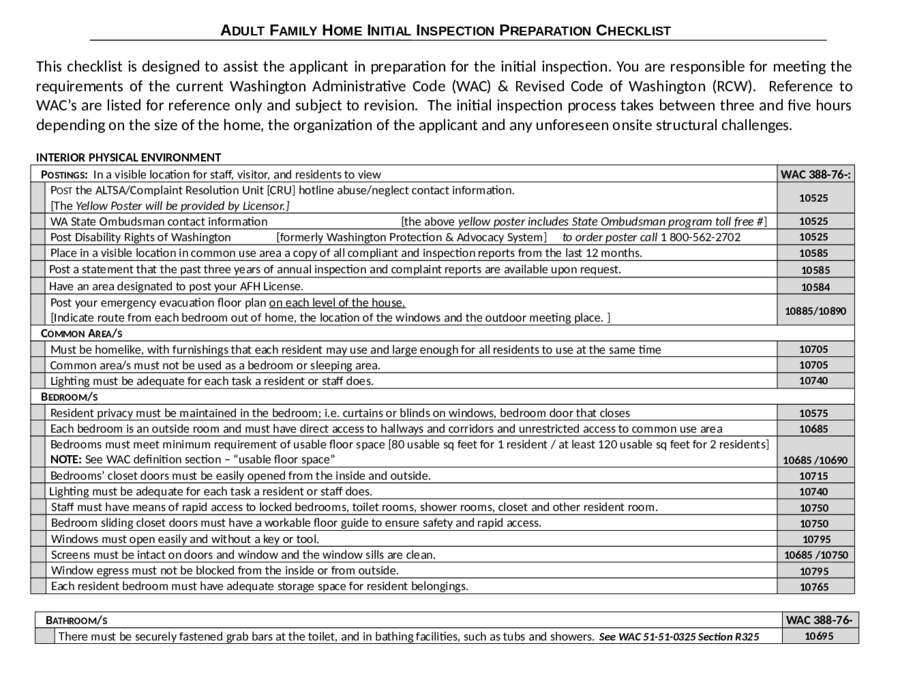 Initial Inspection Preparation checklist Download