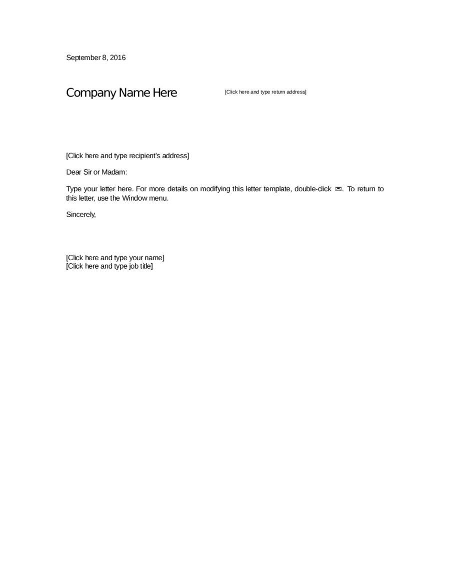 Professional Business Letter Format