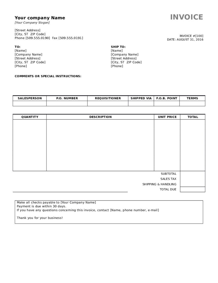 simple invoice proforma template edit fill sign online handypdf