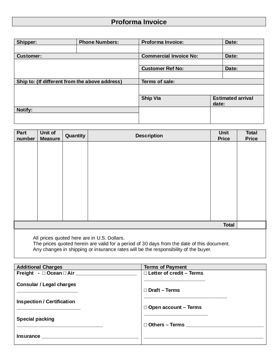 2024 Proforma Invoice Fillable Printable Pdf And Forms Handypdf 5638