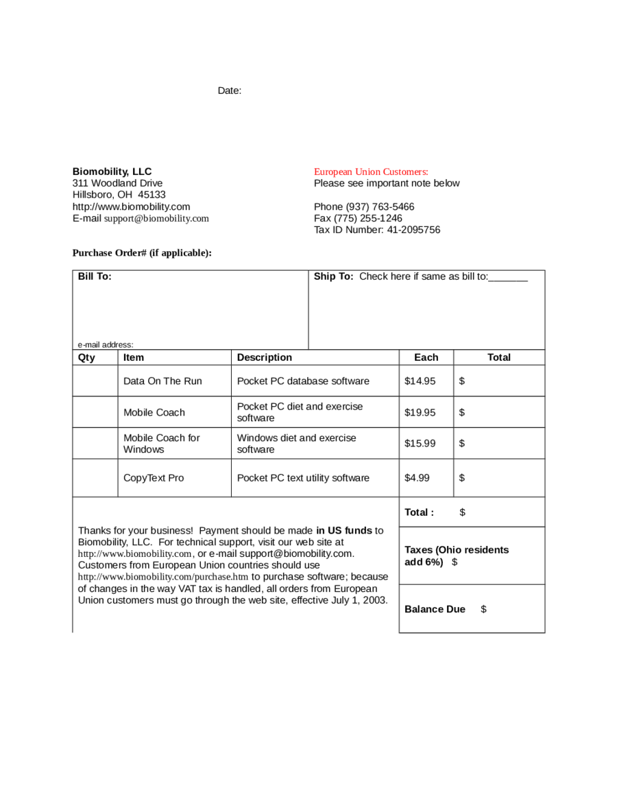 Proforma Invoice Sample