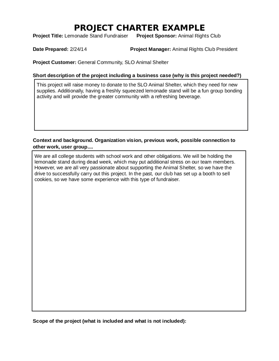 Project Charter Template Excel Edit Fill Sign Online Handypdf