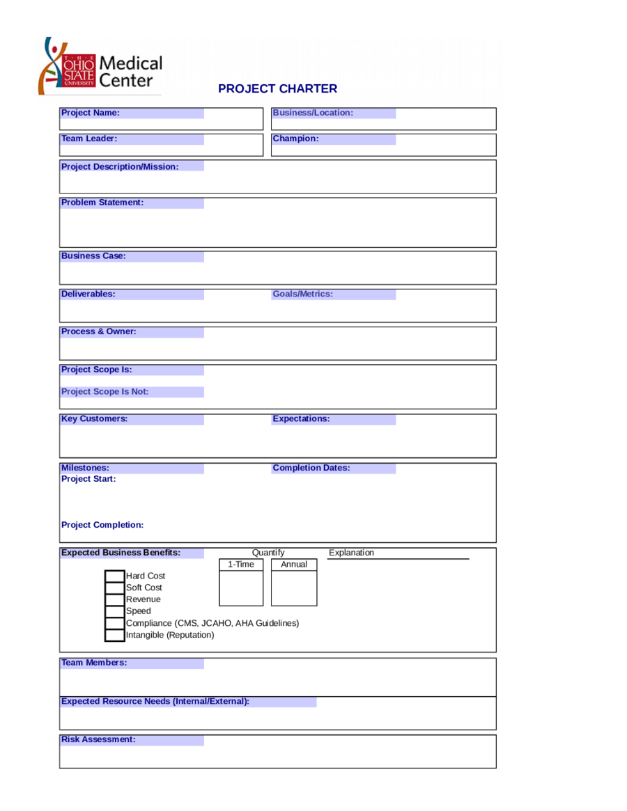 Blank Project Charter Template Edit Fill Sign Online Handypdf