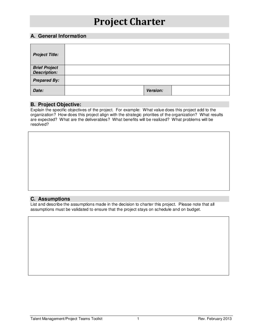 Project Charter Blank Template