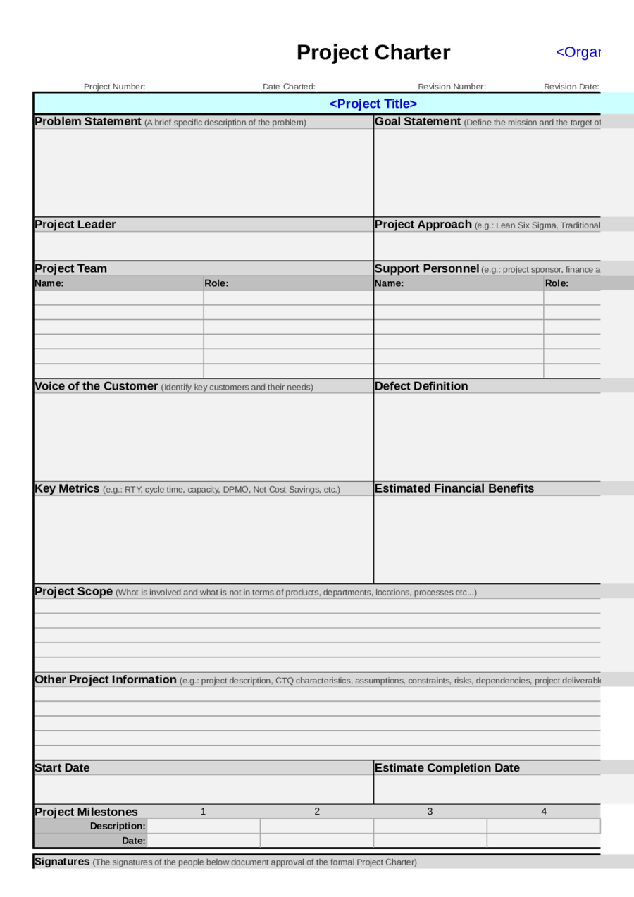 Project Charter Template Simple