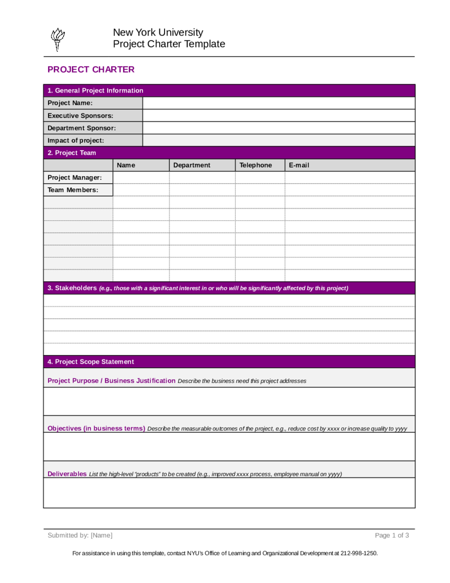Project Charter FormTemplate