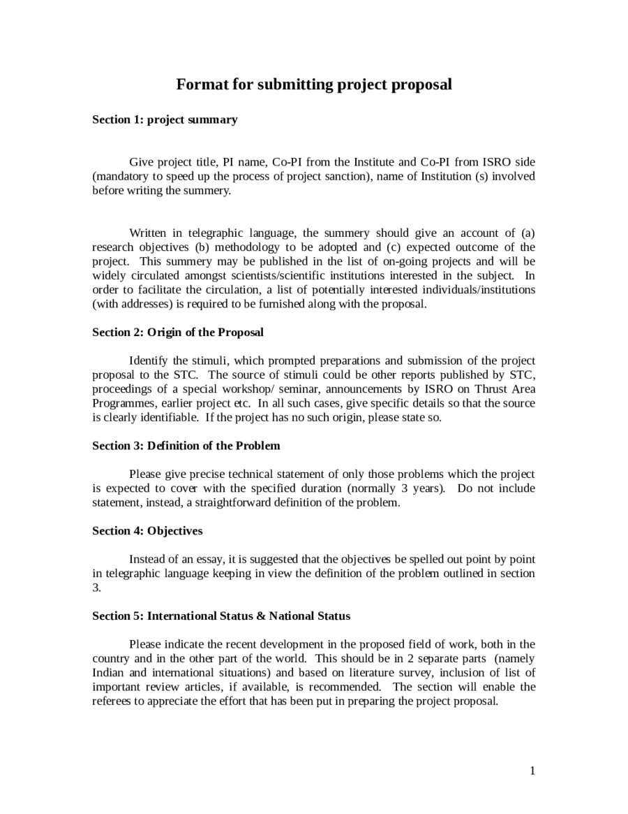 Format For Submitting Project Proposal Edit Fill Sign Online