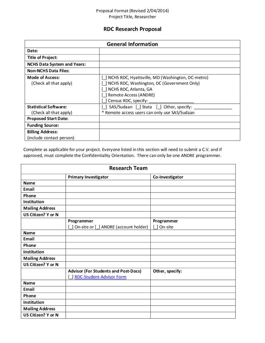 One Page Project Proposal Template