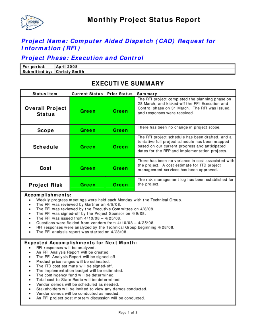 2018 Project Report Sample - Fillable, Printable PDF 