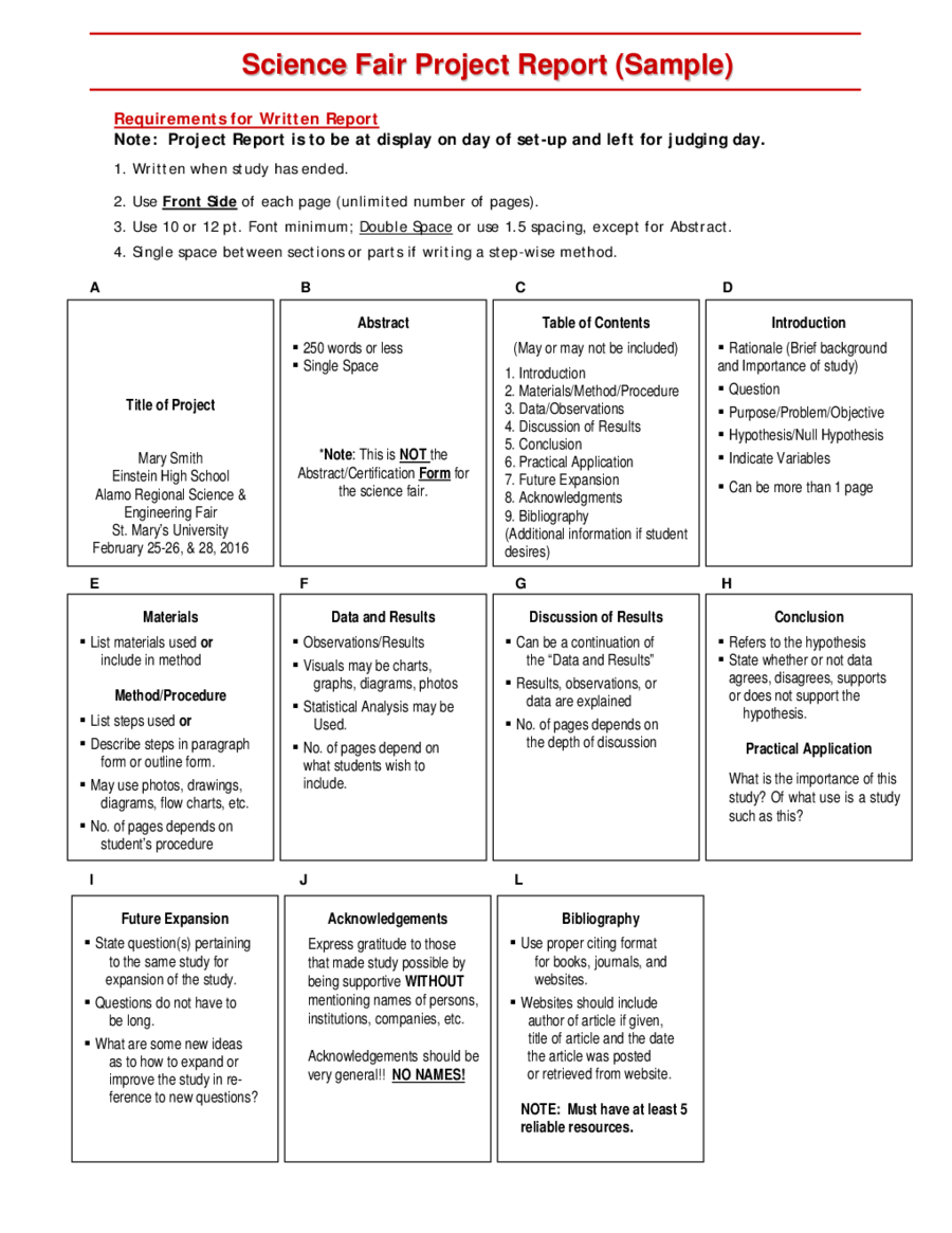 Science Fair Project Report Sample