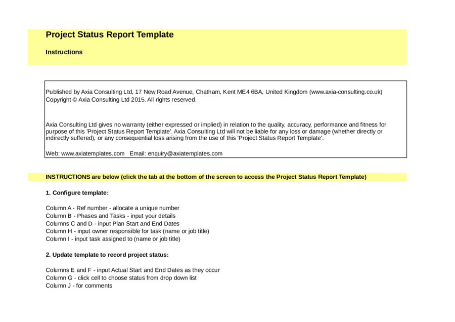 Project Status Report Template