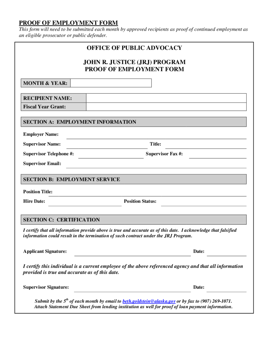 2024 Proof Of Employment Letter Fillable Printable PDF Forms   Proof Of Employment Form 0125797 