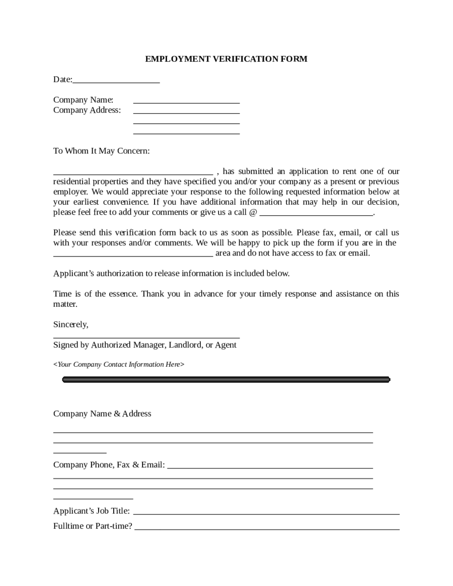 Proof Letter From Employer Sample-LANDLORD VERIFICATION FORM