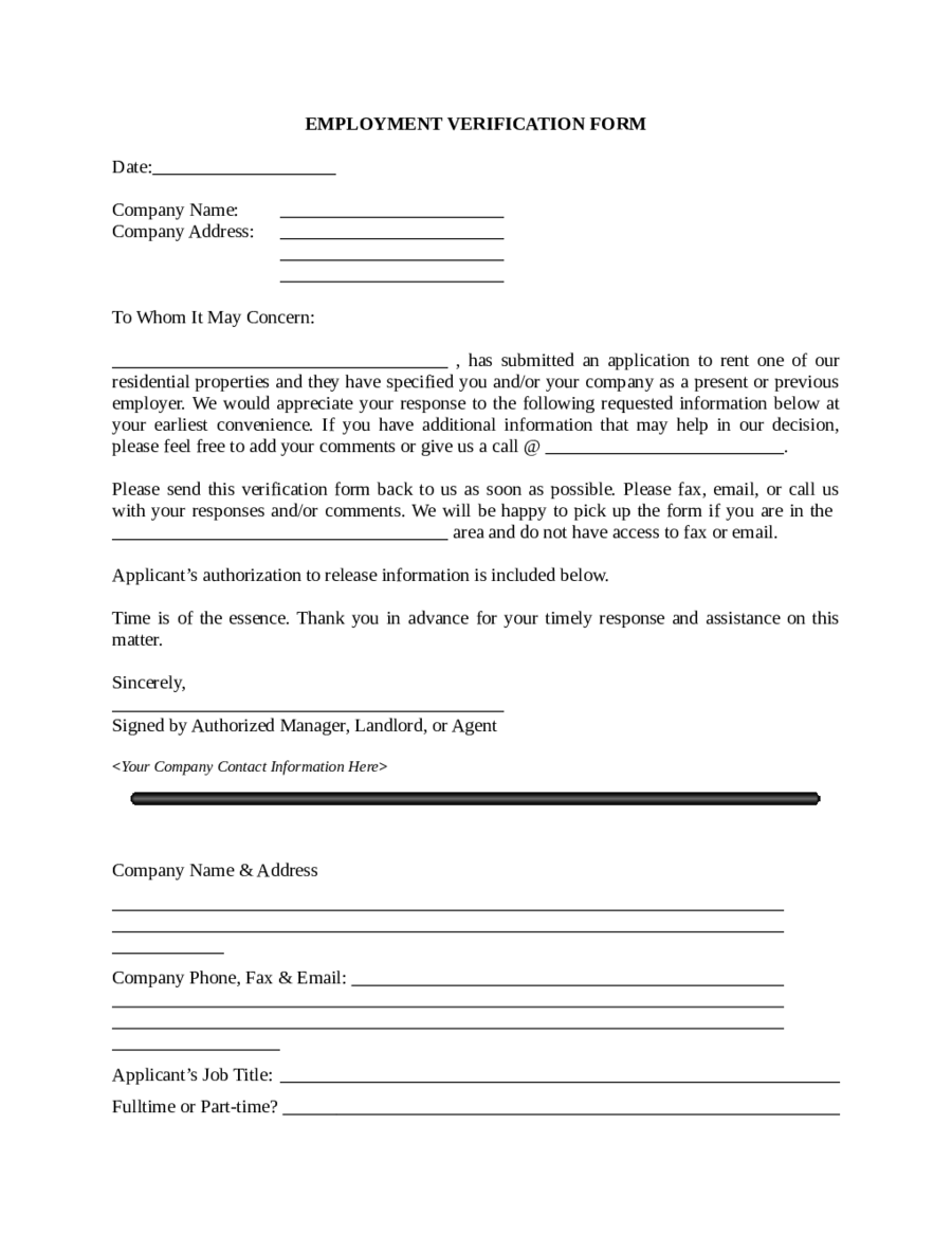 Proof Letter From Employer Sample Landlord Verification Form Edit Fill Sign Online Handypdf