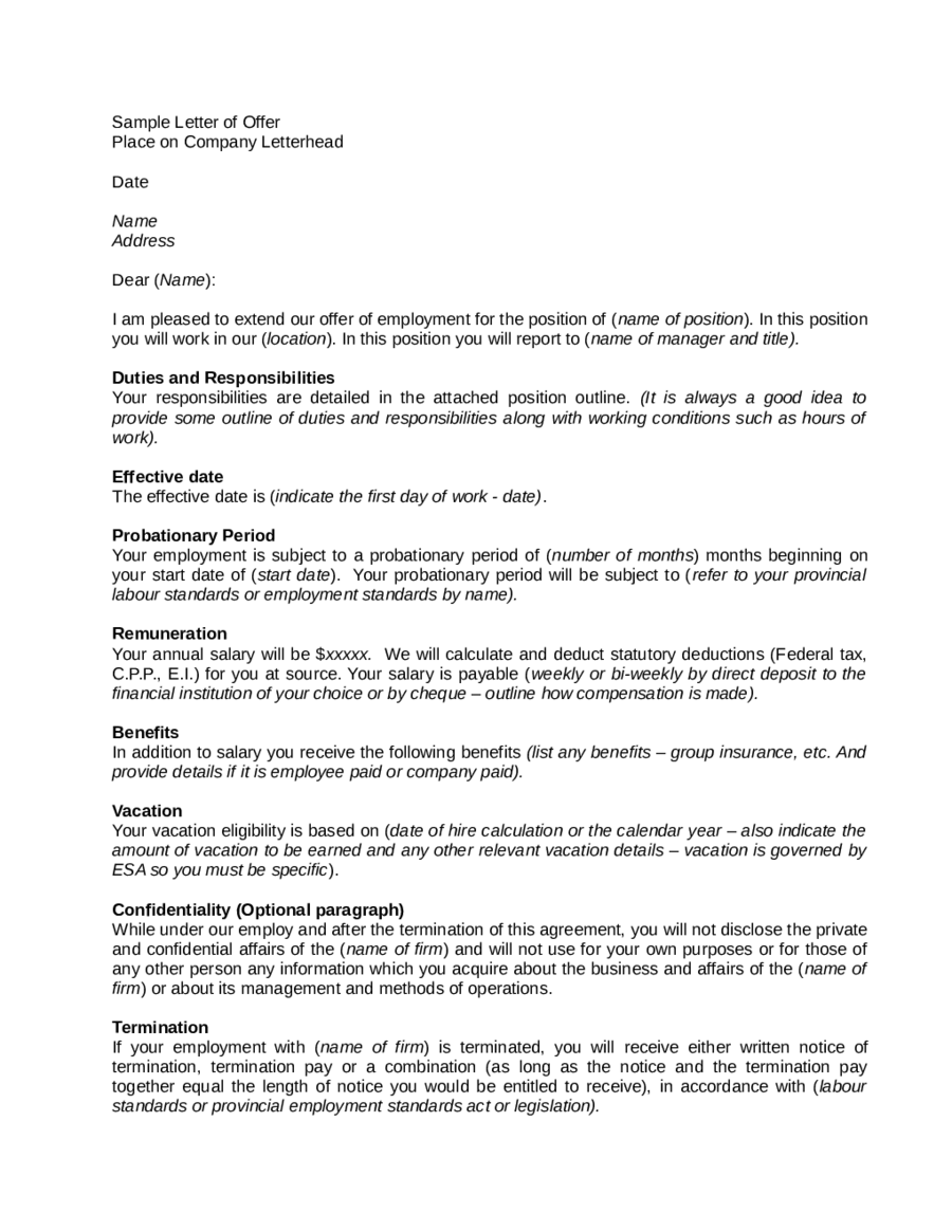 Employment Proof Letter Template