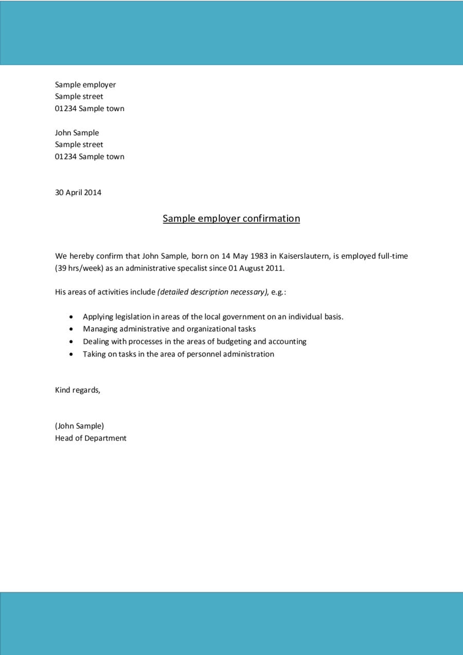 How To Write A Letter Confirming Employment