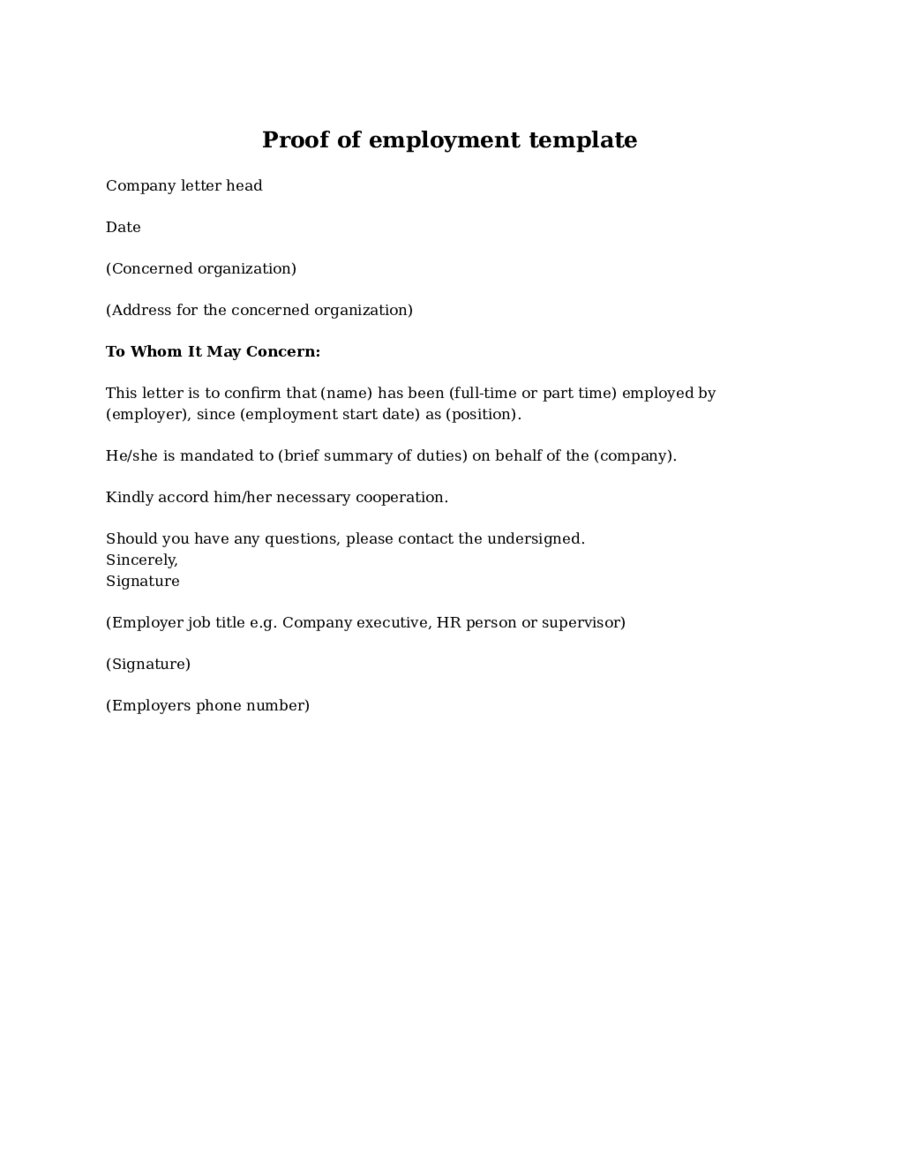 proof of employment letter sample edit fill sign online handypdf