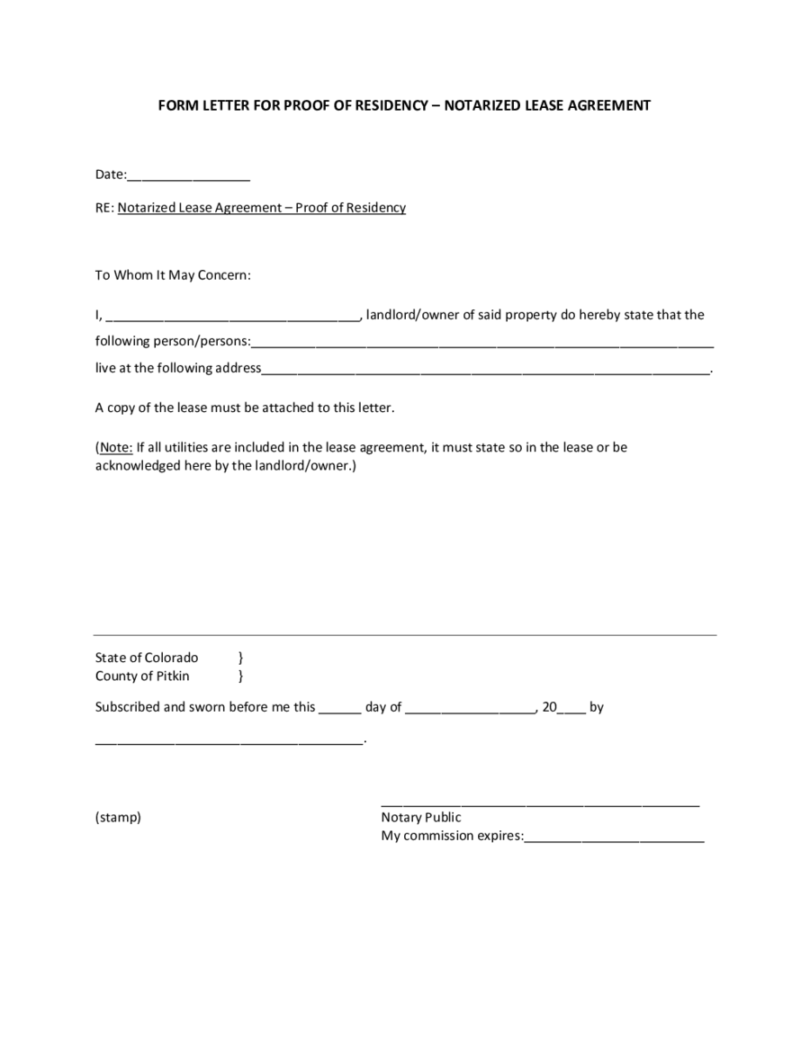 proof of residency letter notarized lease agreement edit fill sign online handypdf