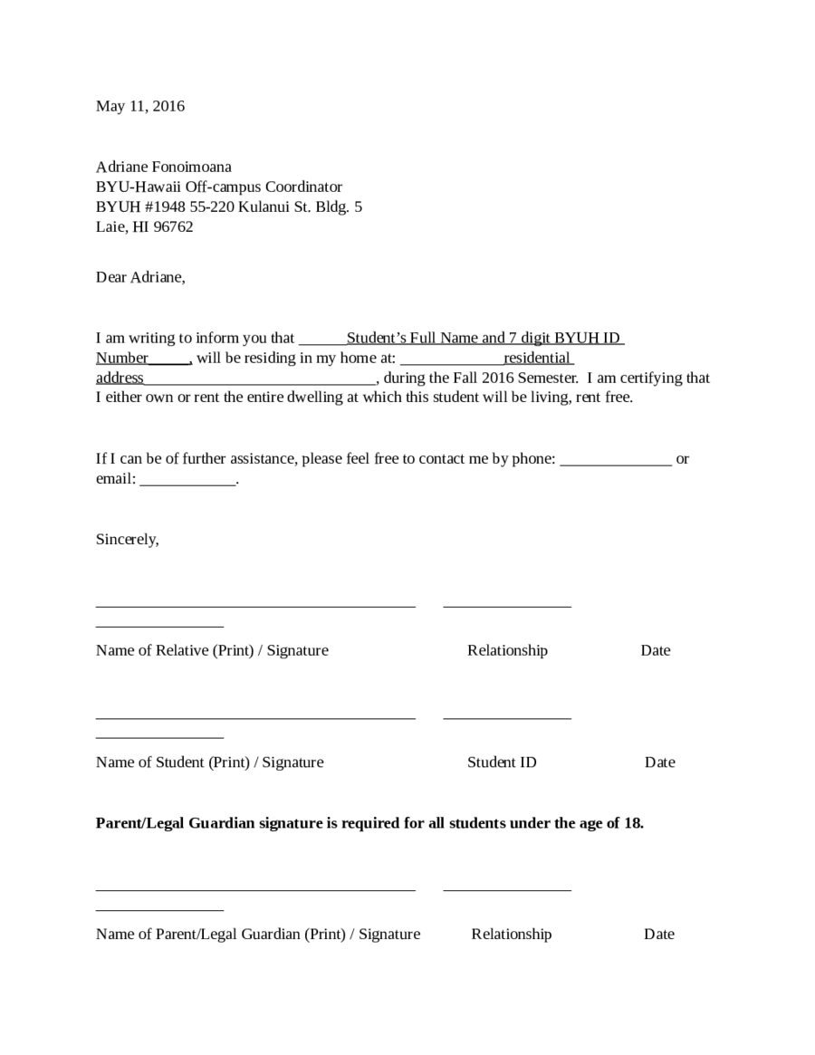 proof of residency notarized letter