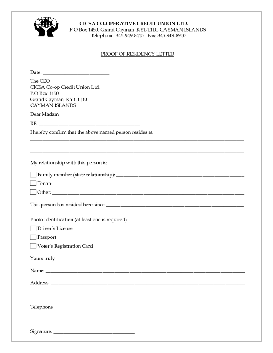 2020 Proof of Residency Letter - Fillable, Printable PDF ...