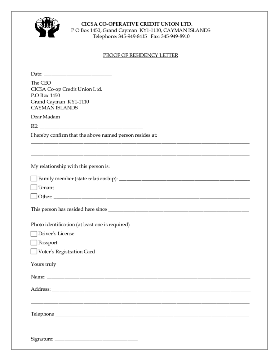 2024 Proof Of Residency Letter Fillable Printable PDF Forms Handypdf