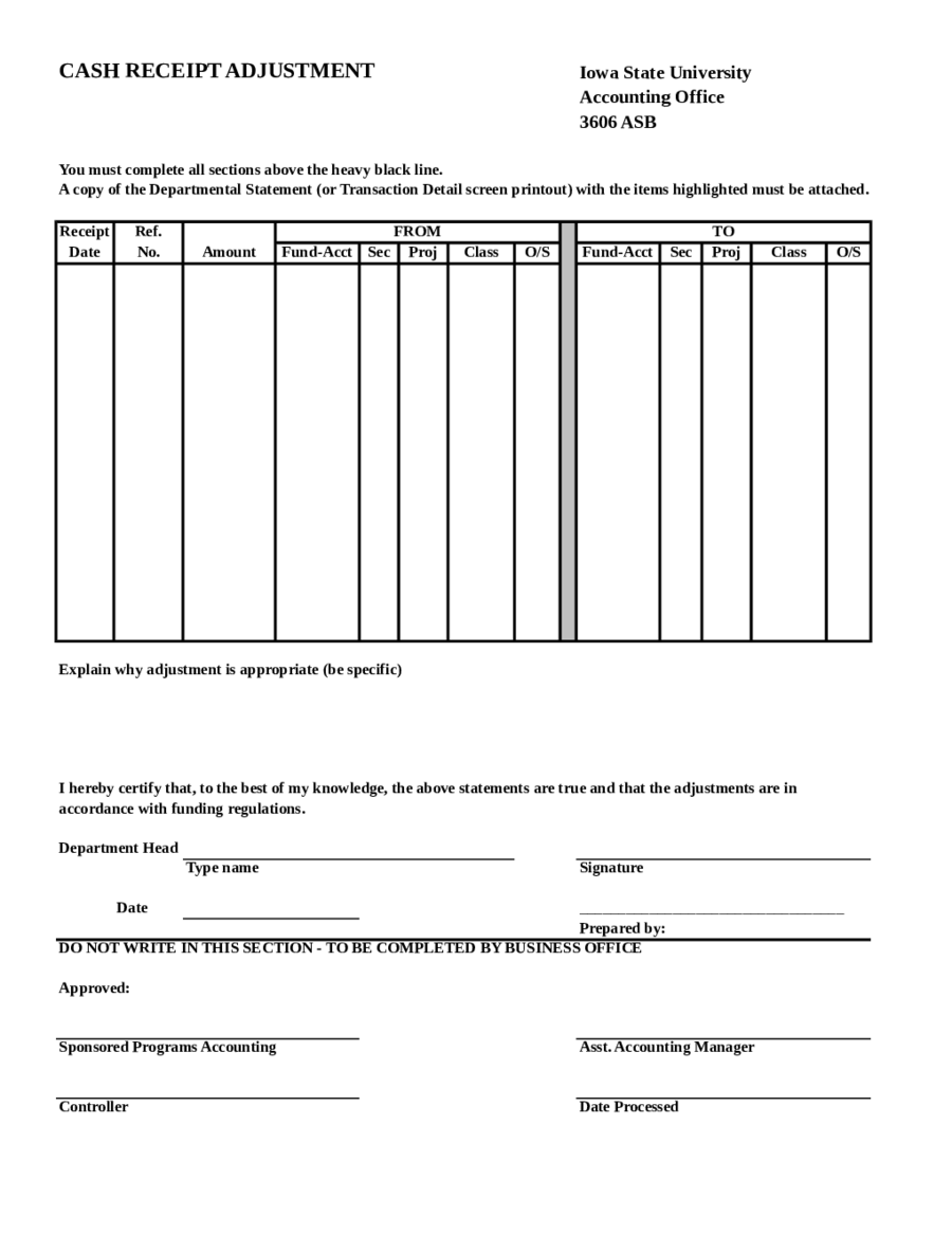 cash receipt adjustment edit fill sign online handypdf