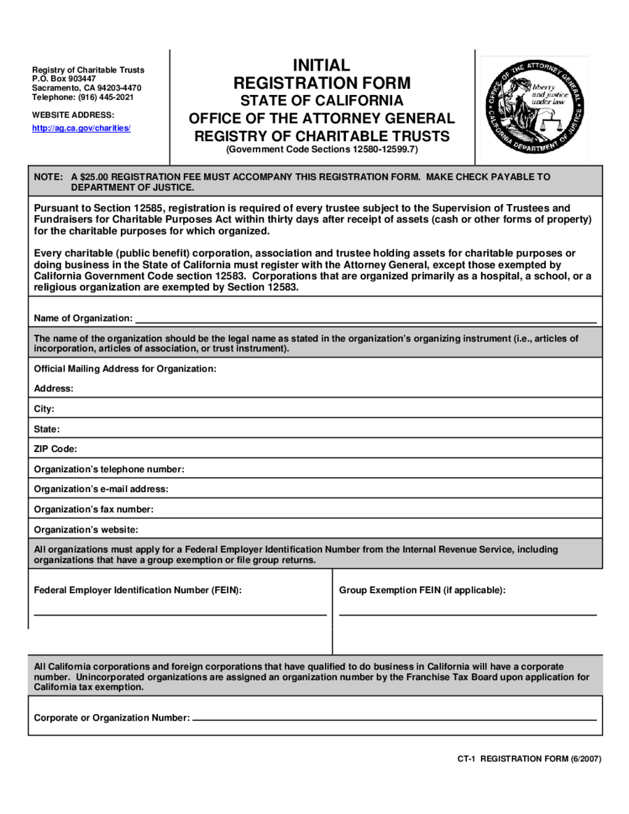 CT1 - Initial Registration Form