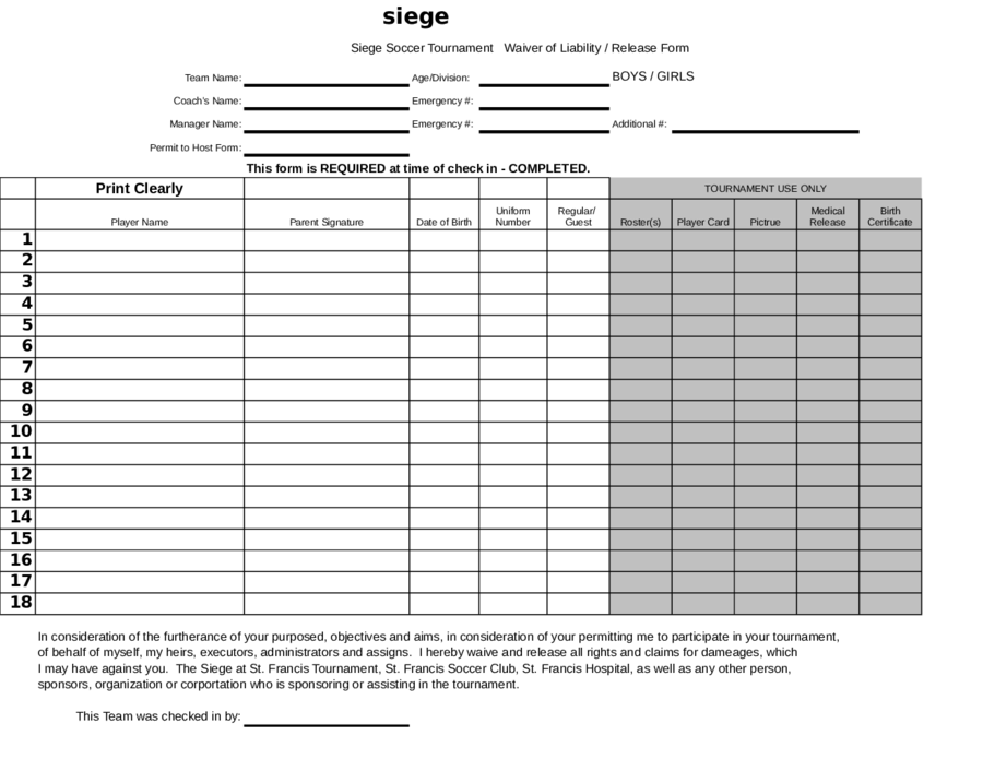 Release of Liability Form Sample