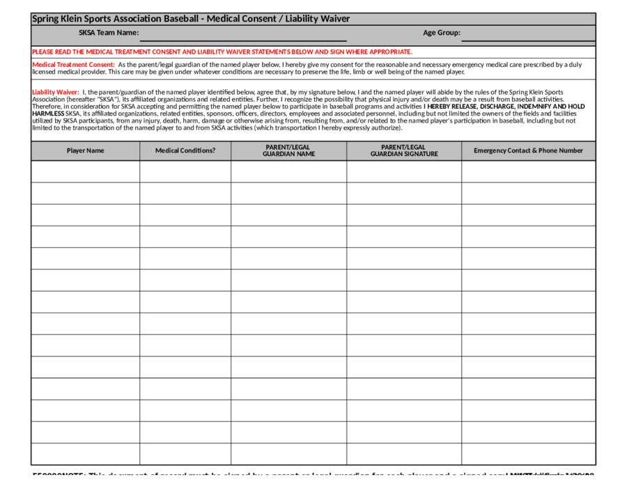 Release of Liability Form Template