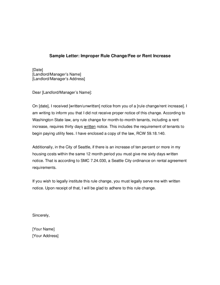 Letter From Landlord To Tenant Rent Increase Edit Fill Sign Online 