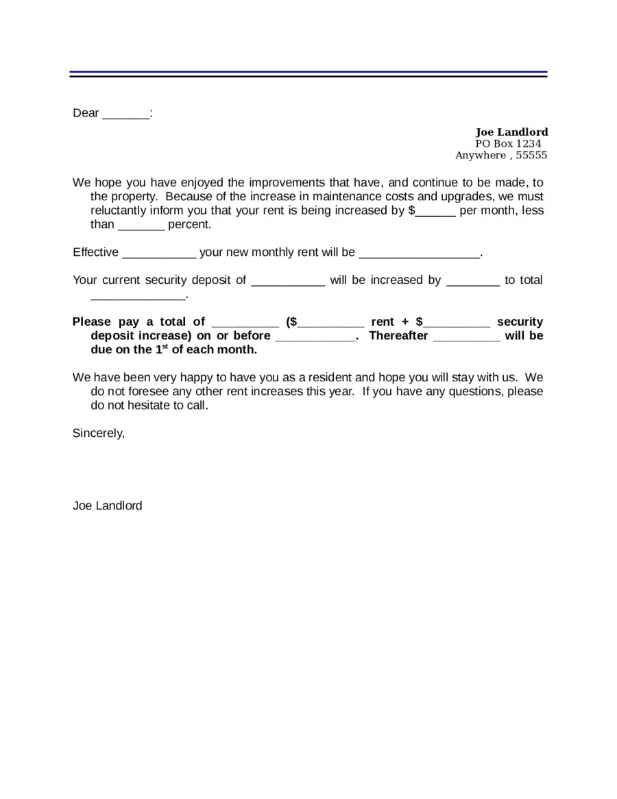 Rent Increase Letter Template