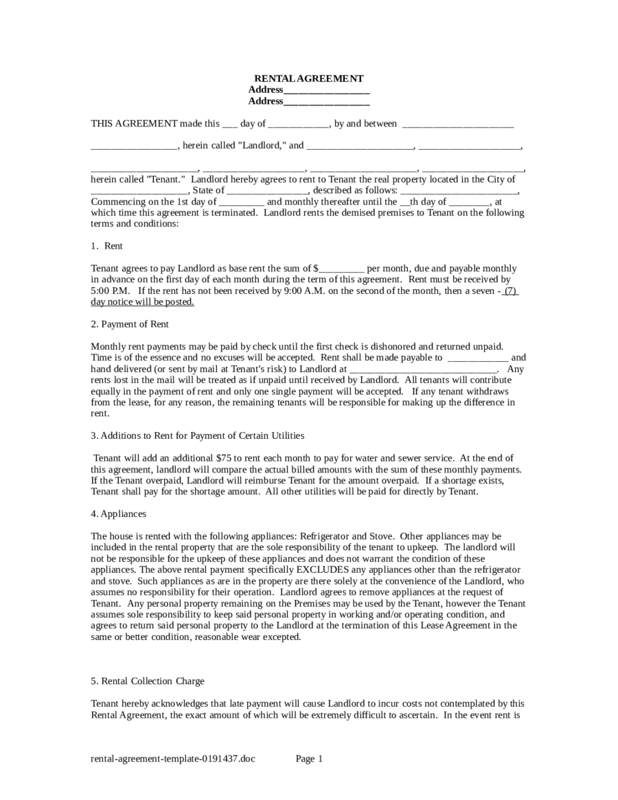 2018 Rental Agreement  Fillable, Printable PDF \u0026 Forms  Handypdf