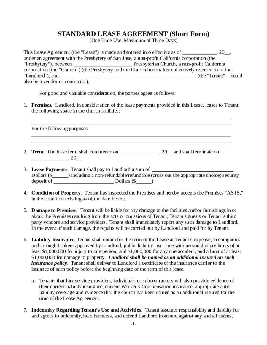 22 Rental Agreement - Fillable, Printable PDF & Forms  Handypdf Throughout banquet hall rental agreement template