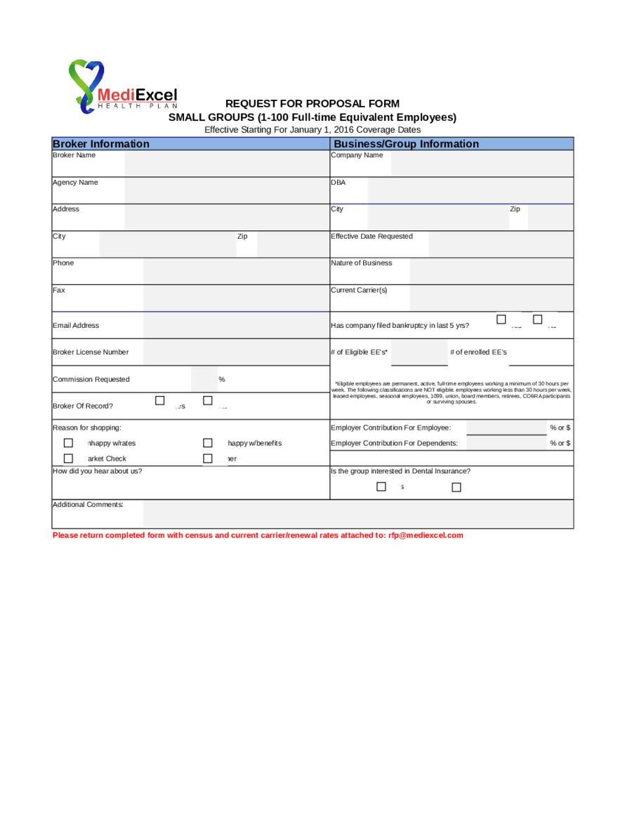 Request For Proposal Form