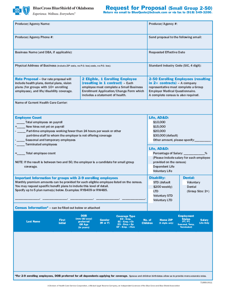 Request for Proposal (Small Group 2-50)