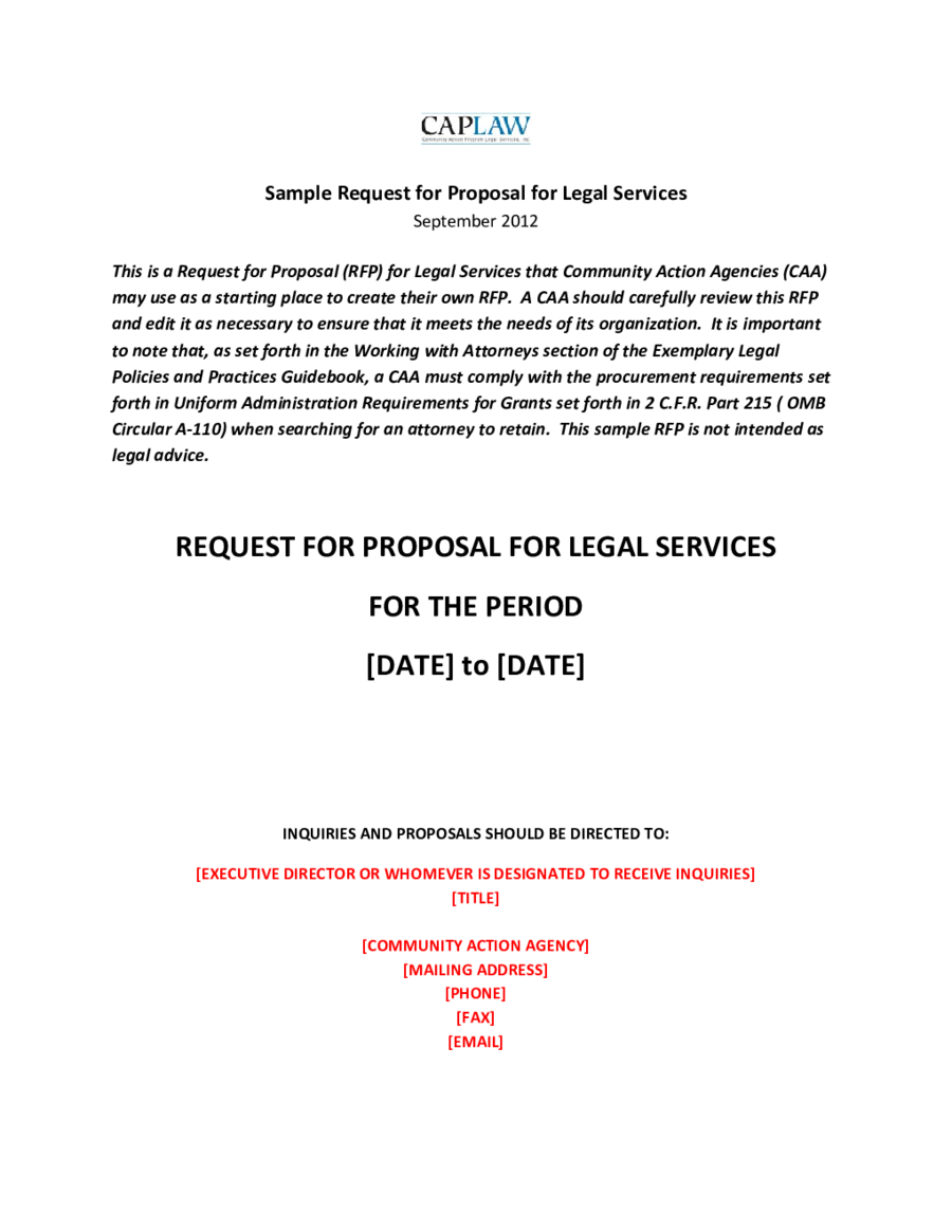 Sample Request for Proposal for Legal Services