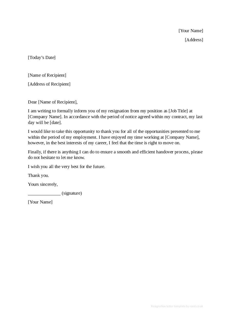 2021 Resignation Letter Samples Fillable, Printable PDF
