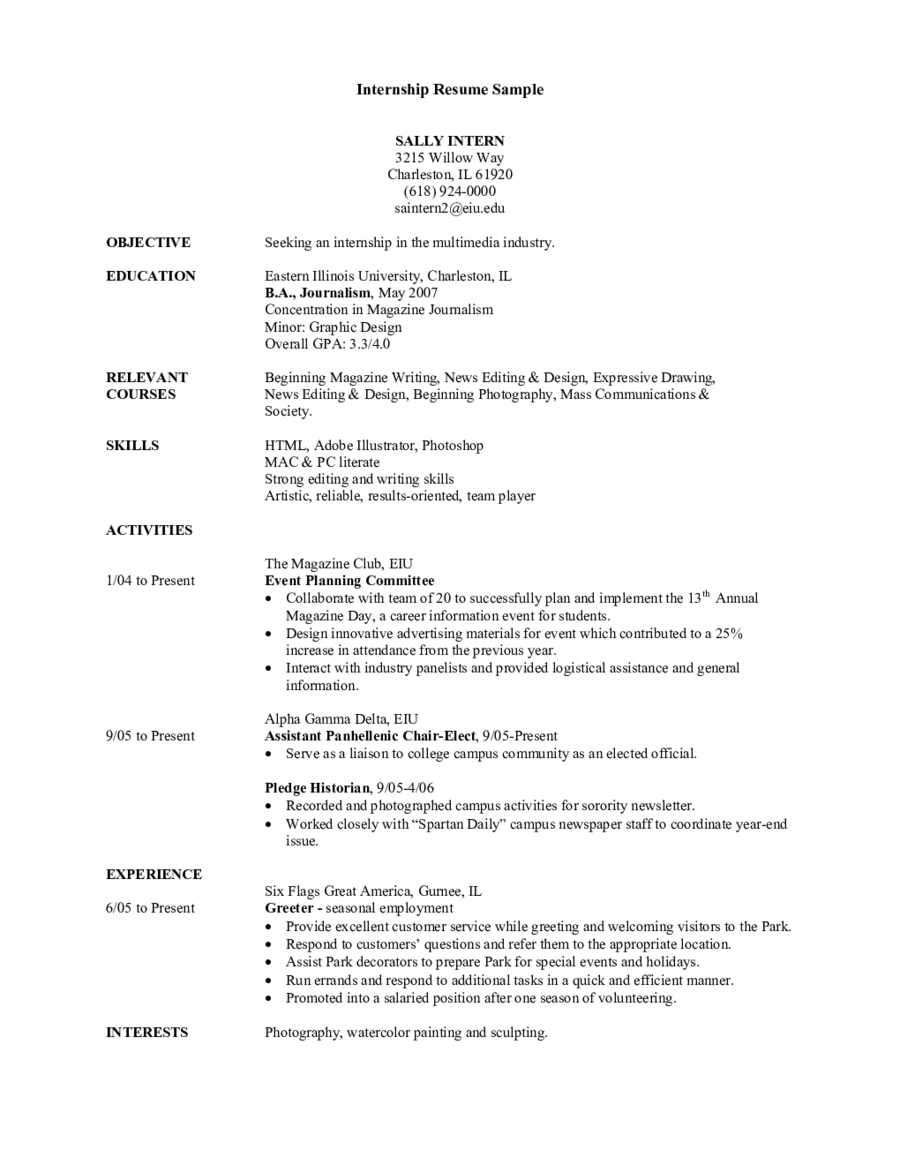 Objective Job Application Beginner Resume Sample