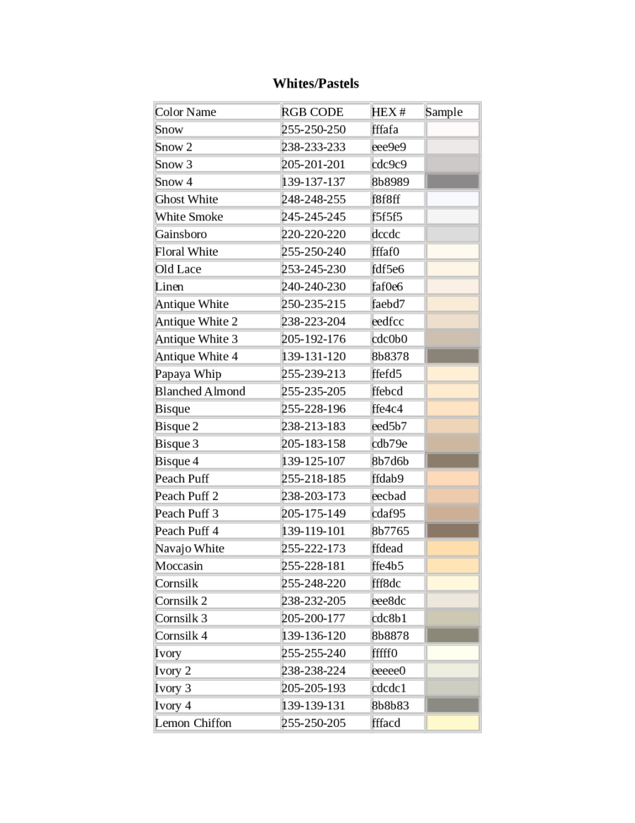 RGB Color Chart Edit Fill Sign Online Handypdf