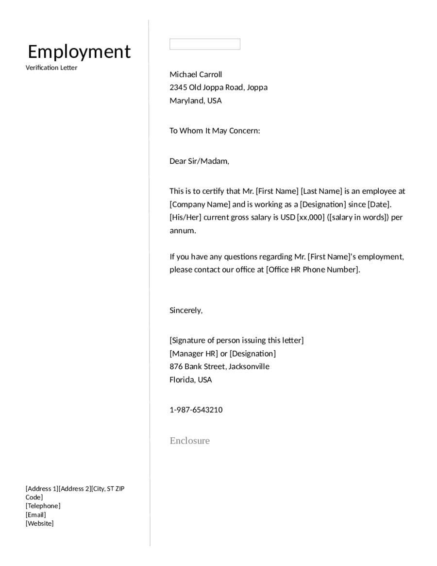 2024 Letter Of Employment Fillable Printable PDF Forms Handypdf