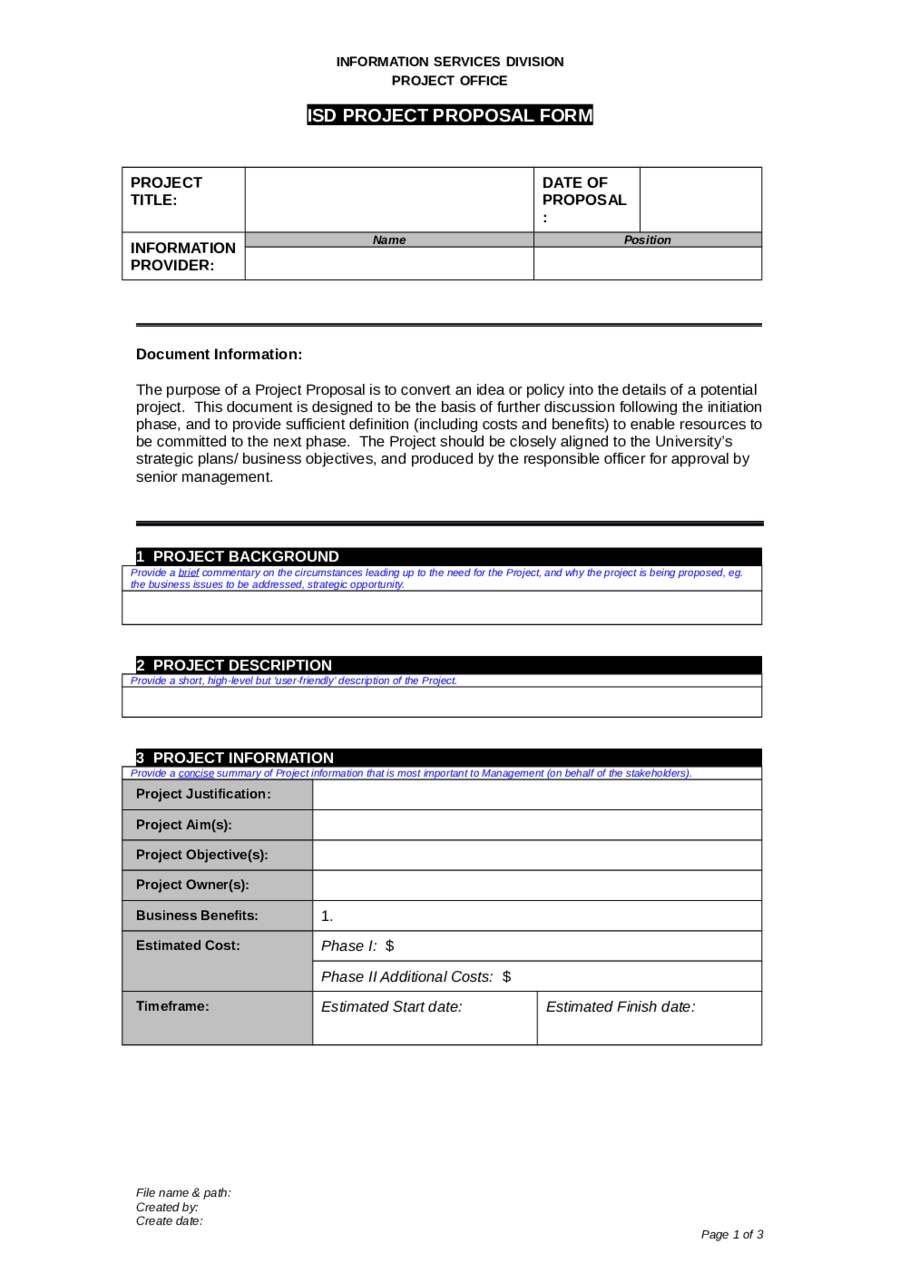 One Page Proposal Template