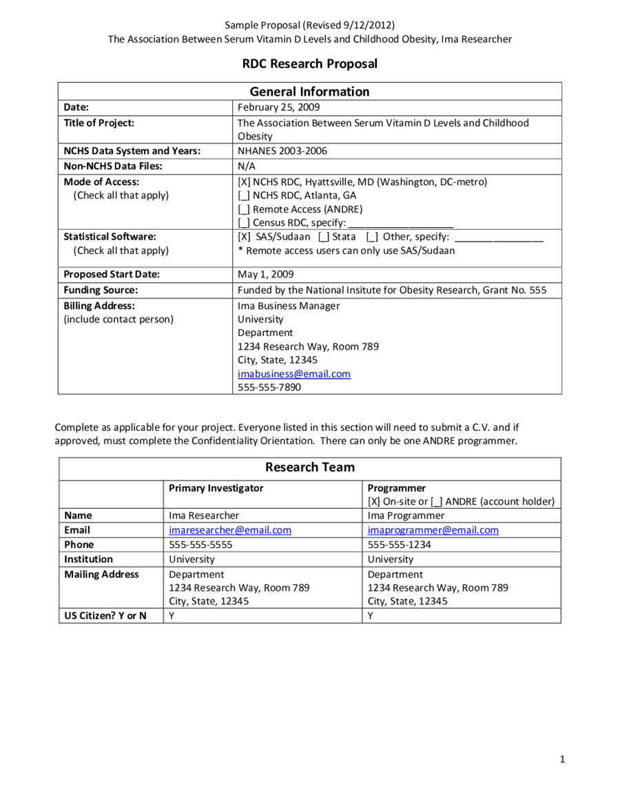Sample Template For Project Proposal