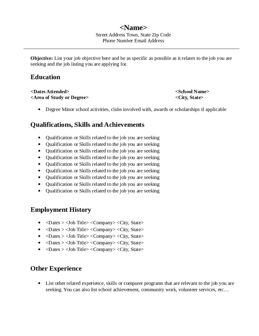 Resume Examples Objective