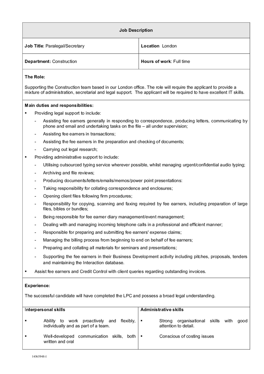 Job Description Template Email