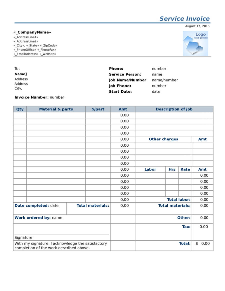 Service Invoice Template Excel - Edit, Fill, Sign Online  Handypdf Within Excel Invoice Template 2003