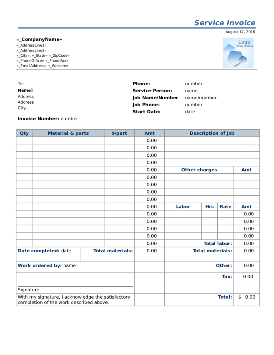 invoice printable forms