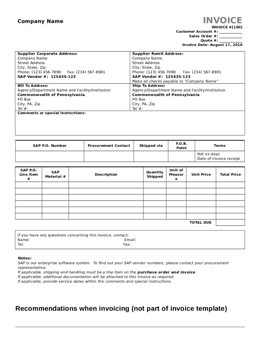 Word Service Invoice Template