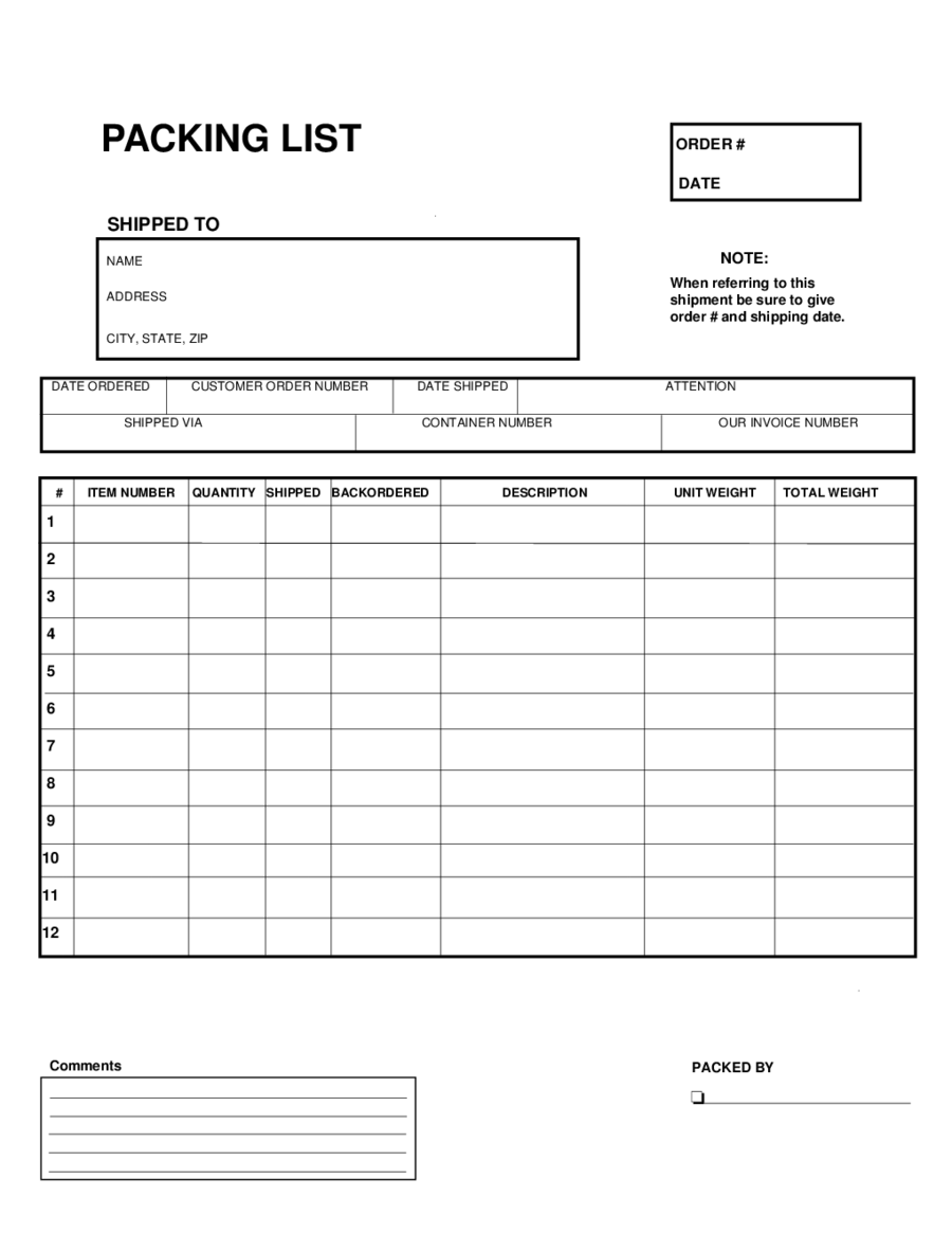 Shipping list Sample Edit, Fill, Sign Online Handypdf